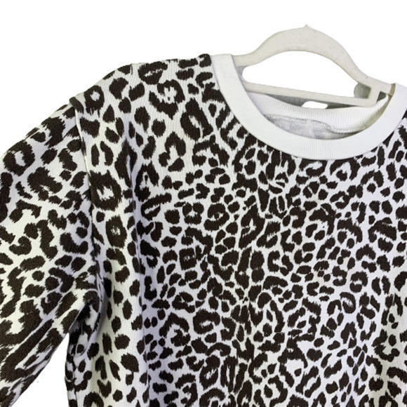 J. CREW Black & White Animal Print Fleece‎ Pullover Sweatshirt - Picture 3 of 7